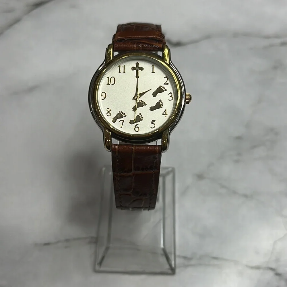 Footprints It Was Then That I Carried You Watch Genuine Leather Band